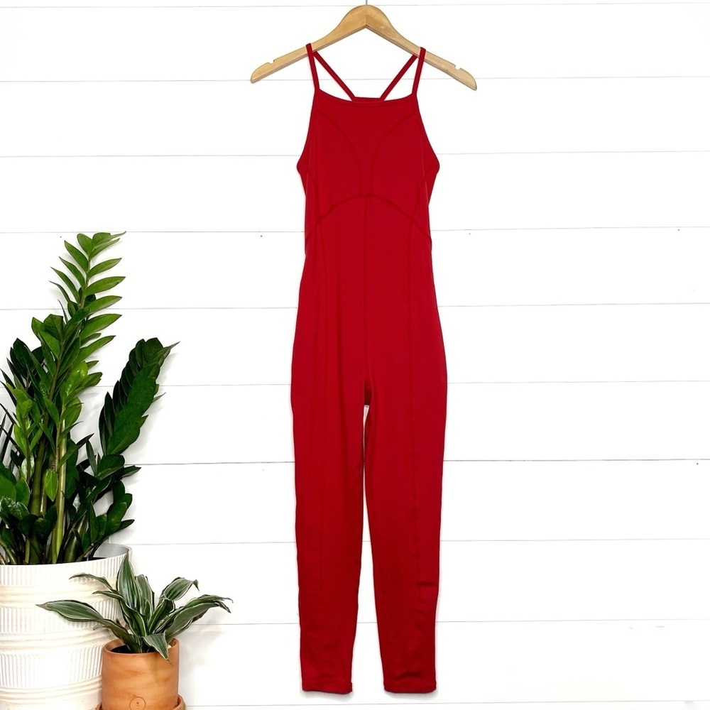 Free People X Free People Movement Side to Side Performance Onesie in Red Small